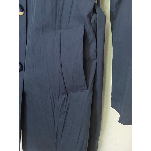 Aquascutum London Women's Navy Blue Classic Belted Coat Made in Italy US Sz 6 - Picture 4 of 9